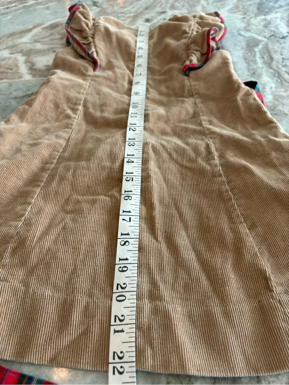Vintage Girls First day of school dress Apple Corduroy Ruffle Sun Dress Size 5